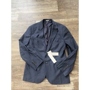 Calvin Klein Mens Slim fit Suit Jacket Blazer Side Large Navy Solid